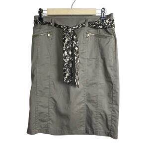 Gerry Weber A-Line Skirt Size US Size 8 Taupe Belt Tie Zip Pockets‎